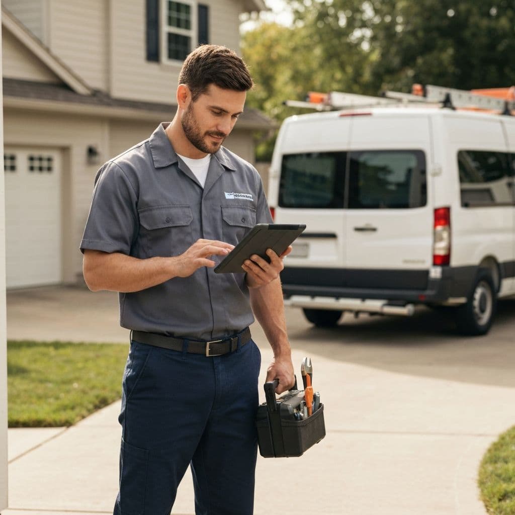 HVAC technician servicing equipment